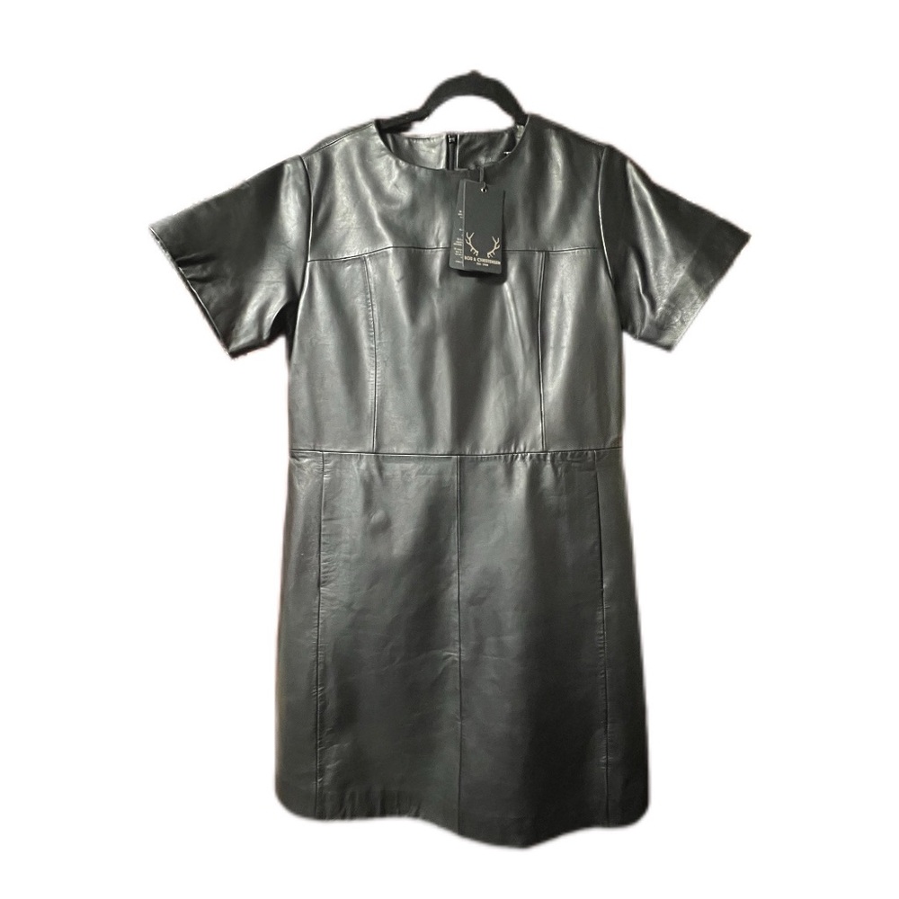 Chic Black Leather Mini Dress